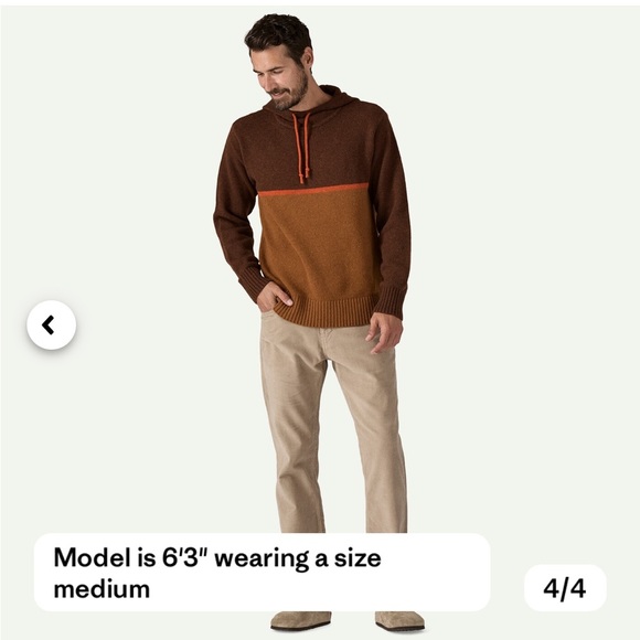 Patagonia Men's Medium Recycled Wool-Blend Sweater Hoody Hoodie Brown NWT - Picture 9 of 10
